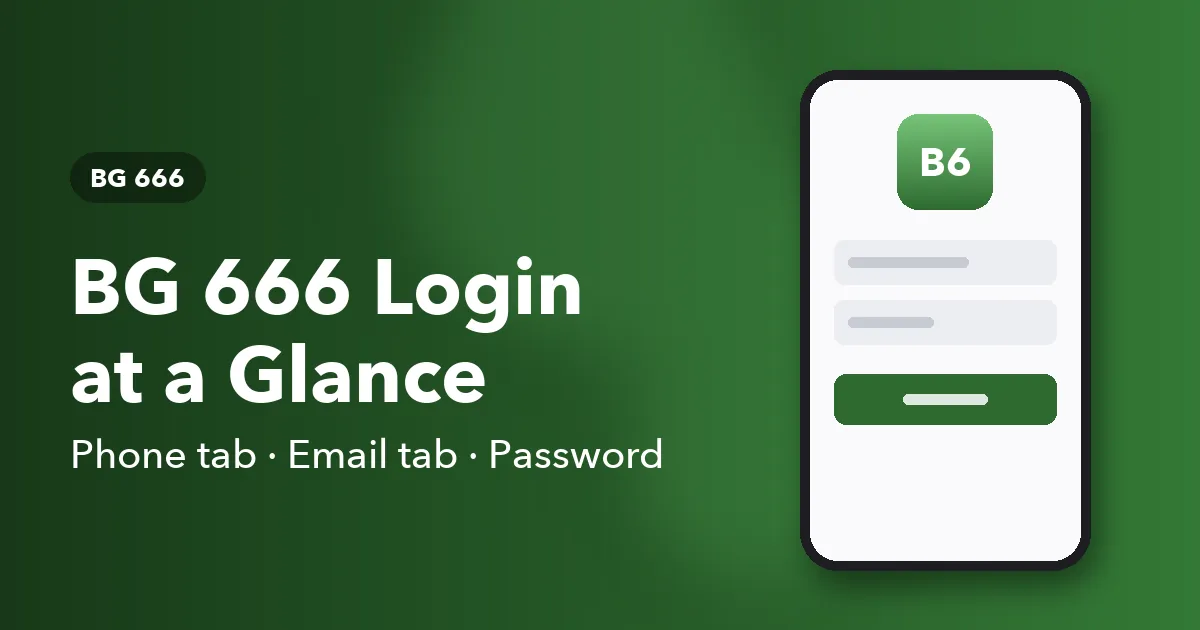 Banner for BG 666 Login showing the phone and email sign-in options